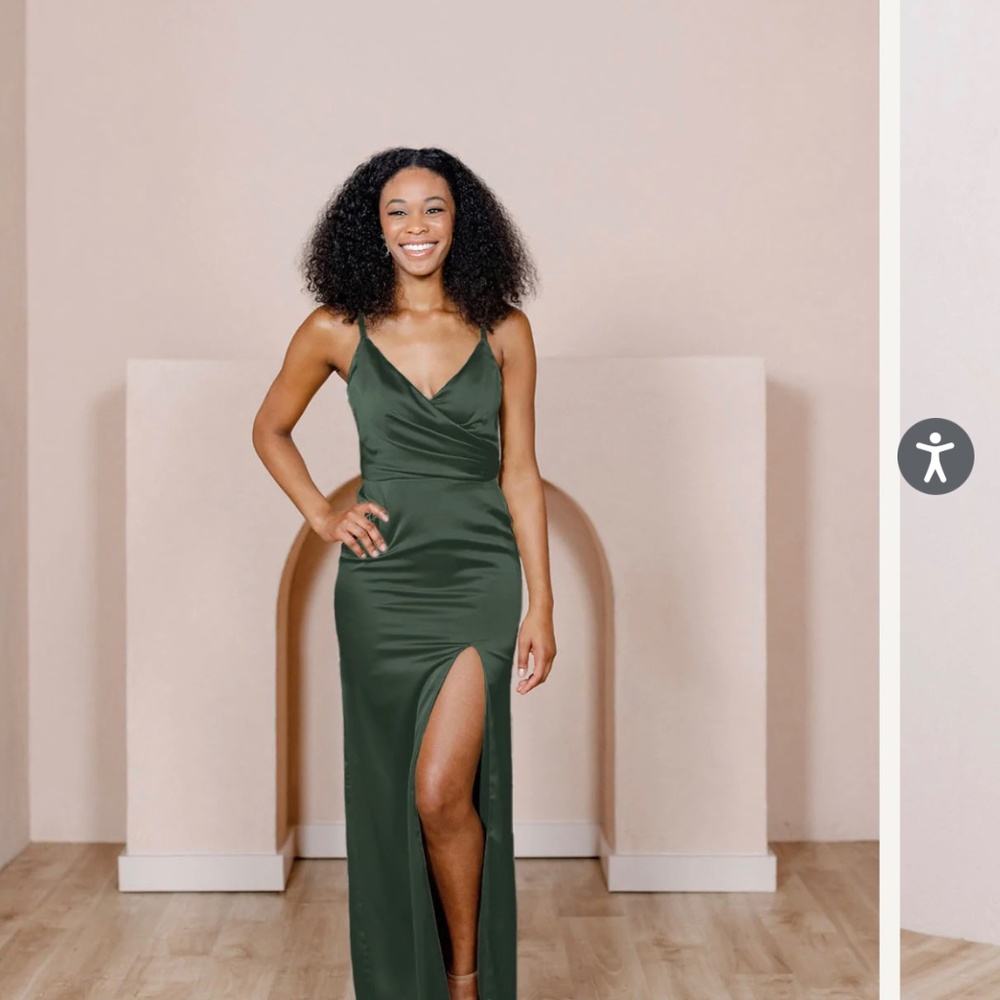Revelry Rava Satin Bridesmaids Dress Deep Olive